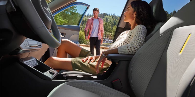 Interior view looking out from the front passenger seat.