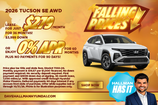 2026 Tucson SE AWD LEASE FOR JUST $279/Month for 36 Months!