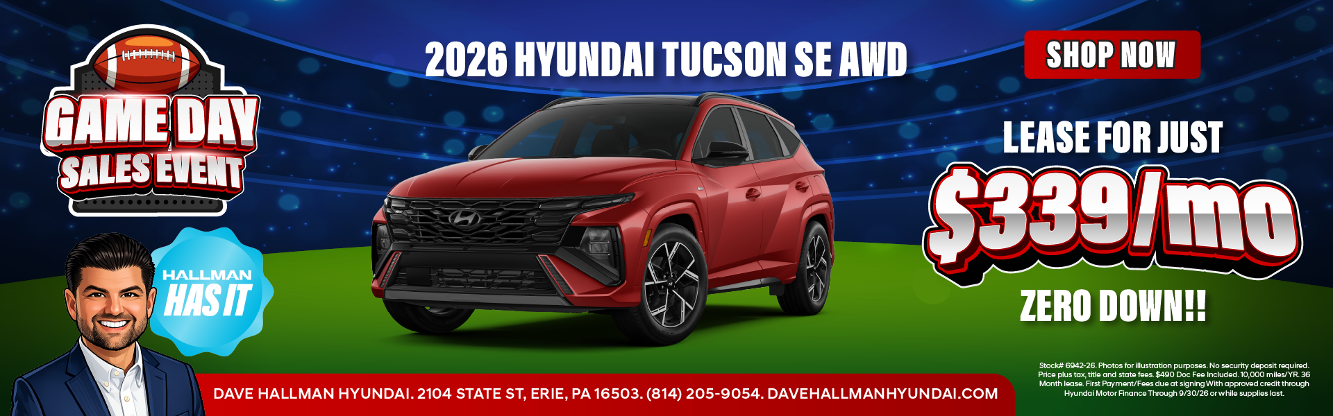 2026 Hyundai Tucson SE AWD - LEASE FOR JUST $339/Month ZERO 