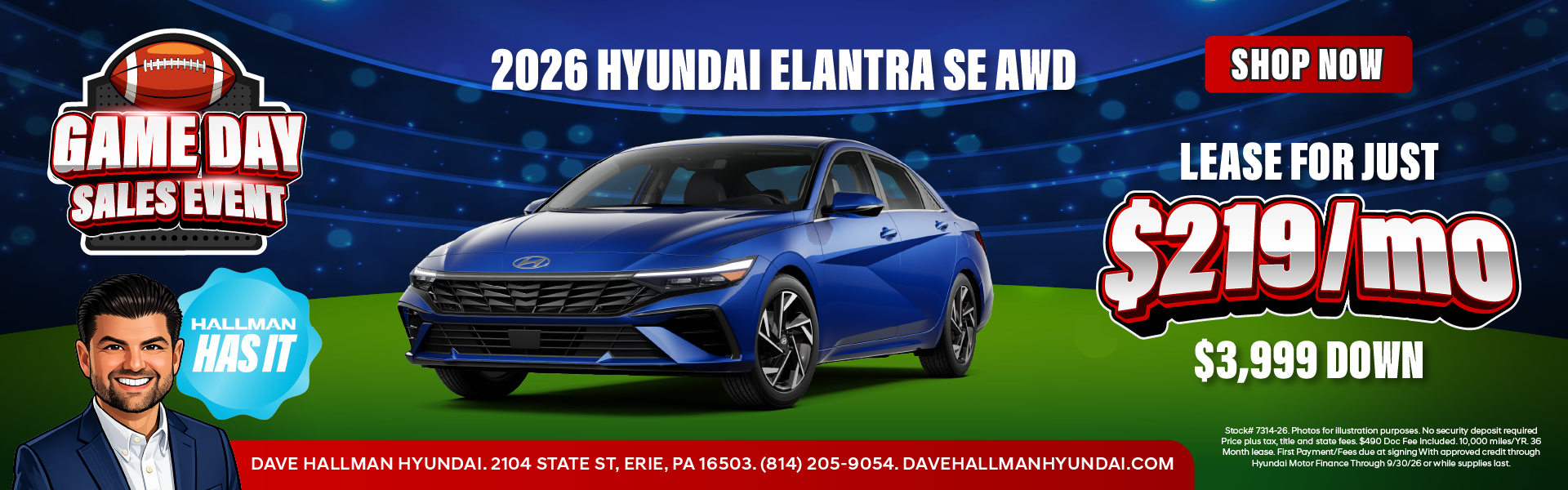 2026 Hyundai Elantra SE AWD - LEASE FOR JUST $219/Month $3,9