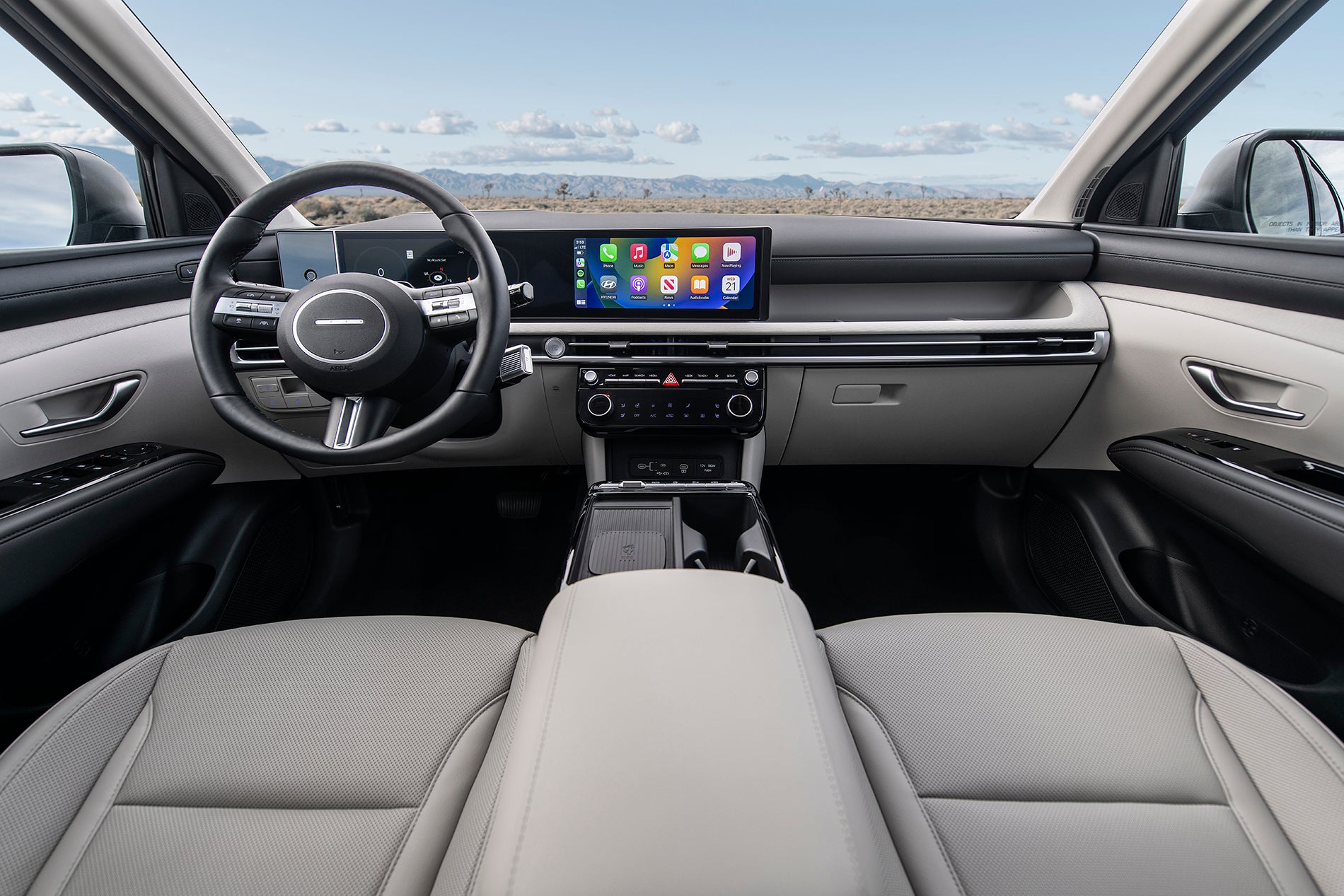 2026 Hyundai Tucson interior with 12.3-inch touchscreen and digital gauge cluster